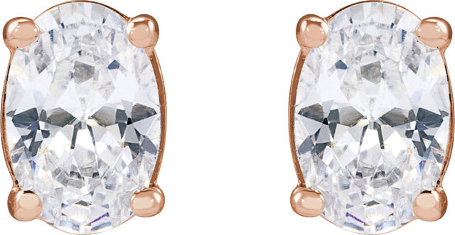 14K Gold Oval Lab-Grown Diamond Stud Earrings - Rose Gold - view 4