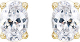 14K Gold Oval Lab-Grown Diamond Stud Earrings - Yellow Gold - view 4