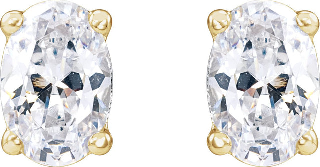 14K Gold Oval Lab-Grown Diamond Stud Earrings - Yellow Gold - view 4