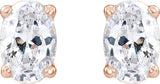 14K Gold Oval Lab-Grown Diamond Stud Earrings - Rose Gold - view 4