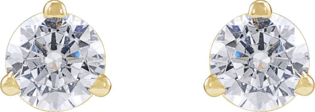 14K Gold Round Lab-Grown Diamond Stud Earrings - Yellow Gold - view 4