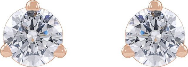 14K Gold Round Lab-Grown Diamond Stud Earrings - Rose Gold - view 4