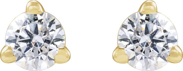 14K Gold Round Lab-Grown Diamond Stud Earrings - Yellow Gold - view 4
