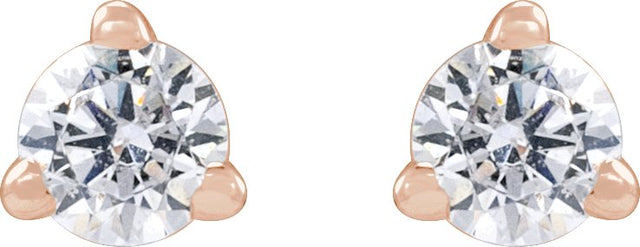14K Gold Round Lab-Grown Diamond Stud Earrings - Rose Gold - view 4