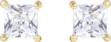 14K Gold Square Lab-Grown Diamond Stud Earrings - Yellow Gold - view 4
