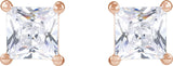 14K Gold Square Lab-Grown Diamond Stud Earrings - Rose Gold - view 4
