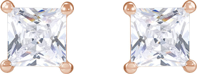 14K Gold Square Lab-Grown Diamond Stud Earrings - Rose Gold - view 4