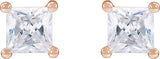 14K Gold Square Lab-Grown Diamond Stud Earrings - Rose Gold - view 4