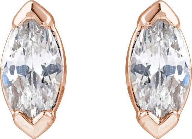 14K Gold Marquise Lab-Grown Diamond Stud Earrings - Rose Gold - view 4