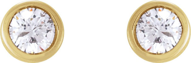 14K Gold Natural Diamond Round Bezel-Set Earrings - Rose Gold - view 7