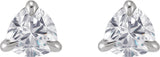 Platinum Lab-Grown Moissanite Trillion 3-Prong Claw Earrings - view 4
