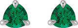 14K Gold Natural Emerald Trillion 3-Prong Claw Earrings - White Gold - view 4
