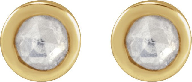 14K Gold Round Natural Diamond Youth Bezel-Set Stud Earrings - Yellow Gold - view 4
