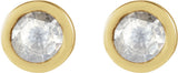 14K Gold Round Natural Diamond Youth Bezel-Set Stud Earrings - Yellow Gold - view 4