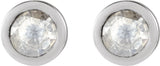 14K Gold Round Natural Diamond Youth Bezel-Set Stud Earrings - White Gold - view 4