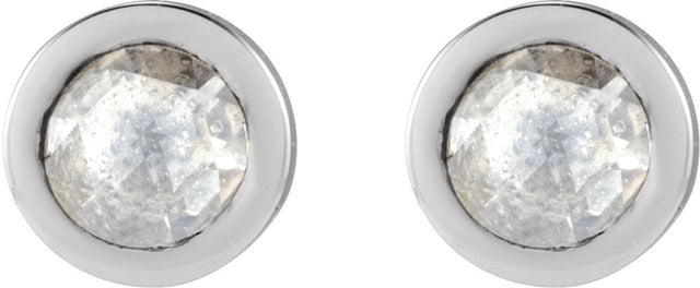 14K Gold Round Natural Diamond Youth Bezel-Set Stud Earrings - White Gold - view 4