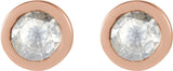 14K Gold Round Natural Diamond Youth Bezel-Set Stud Earrings - Rose Gold - view 4