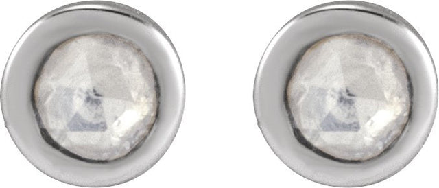 Platinum Round Natural Diamond Youth Bezel-Set Stud Earrings - view 4