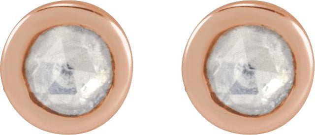 14K Gold Round Natural Diamond Youth Bezel-Set Stud Earrings - Rose Gold - view 4
