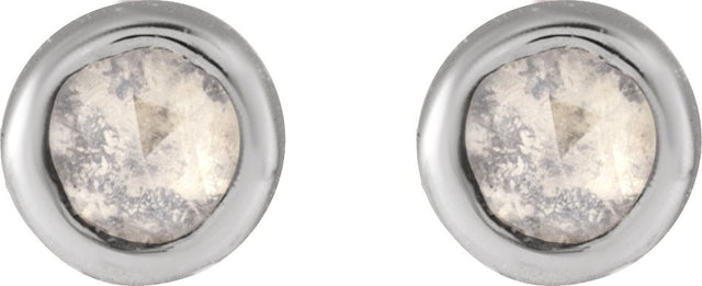 Platinum Round Natural Diamond Youth Bezel-Set Stud Earrings - view 4