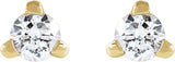 14K Gold Natural Diamond Round 3-Prong Press Fit Stud Earrings - Yellow Gold - view 4