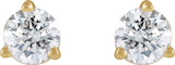 14K Gold Natural Diamond Round 3-Prong Press Fit Stud Earrings - Yellow Gold - view 4
