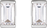 Platinum Natural Diamond Straight Baguette Channel-Set Stud Earrings - view 4
