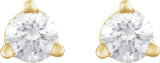 14K Gold Natural Diamond Round 3-Prong Press Fit Stud Earrings - Yellow Gold - view 4