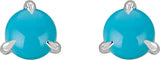 Platinum Natural Turquoise Round 3-Prong Claw Rose-Cut Stud Earrings - view 6