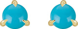 14K Gold Natural Turquoise Round 3-Prong Claw Rose-Cut Stud Earrings - Yellow Gold - view 6