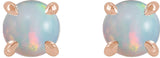 14K Gold Natural White Opal Round 4-Prong Claw Rose-Cut Stud Earrings - Rose Gold - view 6