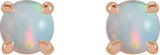 14K Gold Natural White Opal Round 4-Prong Claw Rose-Cut Stud Earrings - Rose Gold - view 6