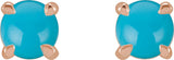 14K Gold Natural Turquoise Round 4-Prong Claw Rose-Cut Stud Earrings - Rose Gold - view 6