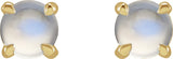 14K Gold Natural Rainbow Moonstone Round 4-Prong Claw Rose-Cut Stud Earrings - Yellow Gold - view 6