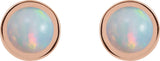 14K Gold Natural White Opal Round Bezel-Set Rose-Cut Stud Earrings - Rose Gold - view 6