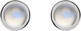 Platinum Natural Rainbow Moonstone Round Bezel-Set Rose-Cut Stud Earrings - view 6