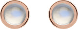14K Gold Natural Rainbow Moonstone Round Bezel-Set Rose-Cut Stud Earrings - Rose Gold - view 6