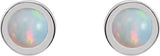 Platinum Natural White Opal Round Bezel-Set Rose-Cut Stud Earrings - view 6