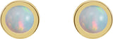 14K Gold Natural White Opal Round Bezel-Set Rose-Cut Stud Earrings - Yellow Gold - view 6