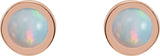 14K Gold Natural White Opal Round Bezel-Set Rose-Cut Stud Earrings - Rose Gold - view 6