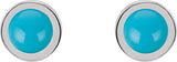 Platinum Natural Turquoise Round Bezel-Set Rose-Cut Stud Earrings - view 6