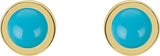 14K Gold Natural Turquoise Round Bezel-Set Rose-Cut Stud Earrings - Yellow Gold - view 6
