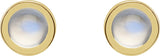 14K Gold Natural Rainbow Moonstone Round Bezel-Set Rose-Cut Stud Earrings - Yellow Gold - view 6
