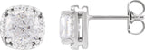 Platinum Lab-Grown Moissanite & Natural Diamond Cushion Halo-Style Stud Earrings - view 2