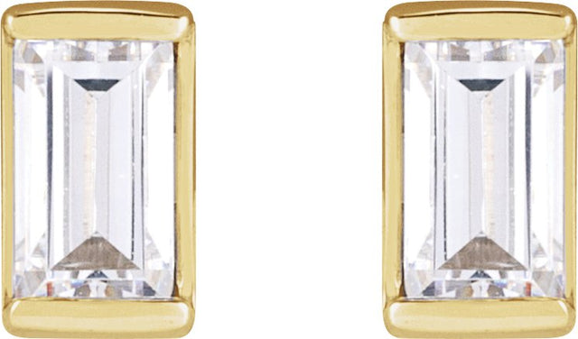 14K Gold Natural Diamond Straight Baguette Channel-Set Stud Earrings - Yellow Gold - view 4