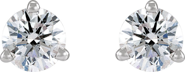 14K Gold Natural Diamond Round 3-Prong Press Fit Stud Earrings - White Gold - view 4