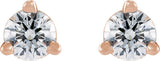 14K Gold Natural Diamond Round 3-Prong Press Fit Stud Earrings - Rose Gold - view 4