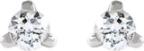 14K Gold Natural Diamond Round 3-Prong Press Fit Stud Earrings - White Gold - view 4