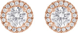 14K Gold Round Lab-Grown Diamond Cocktail-Style Halo-Style Stud Earrings - Rose Gold - view 4