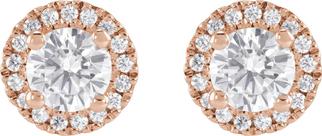 14K Gold Round Lab-Grown Diamond Cocktail-Style Halo-Style Stud Earrings - Rose Gold - view 4